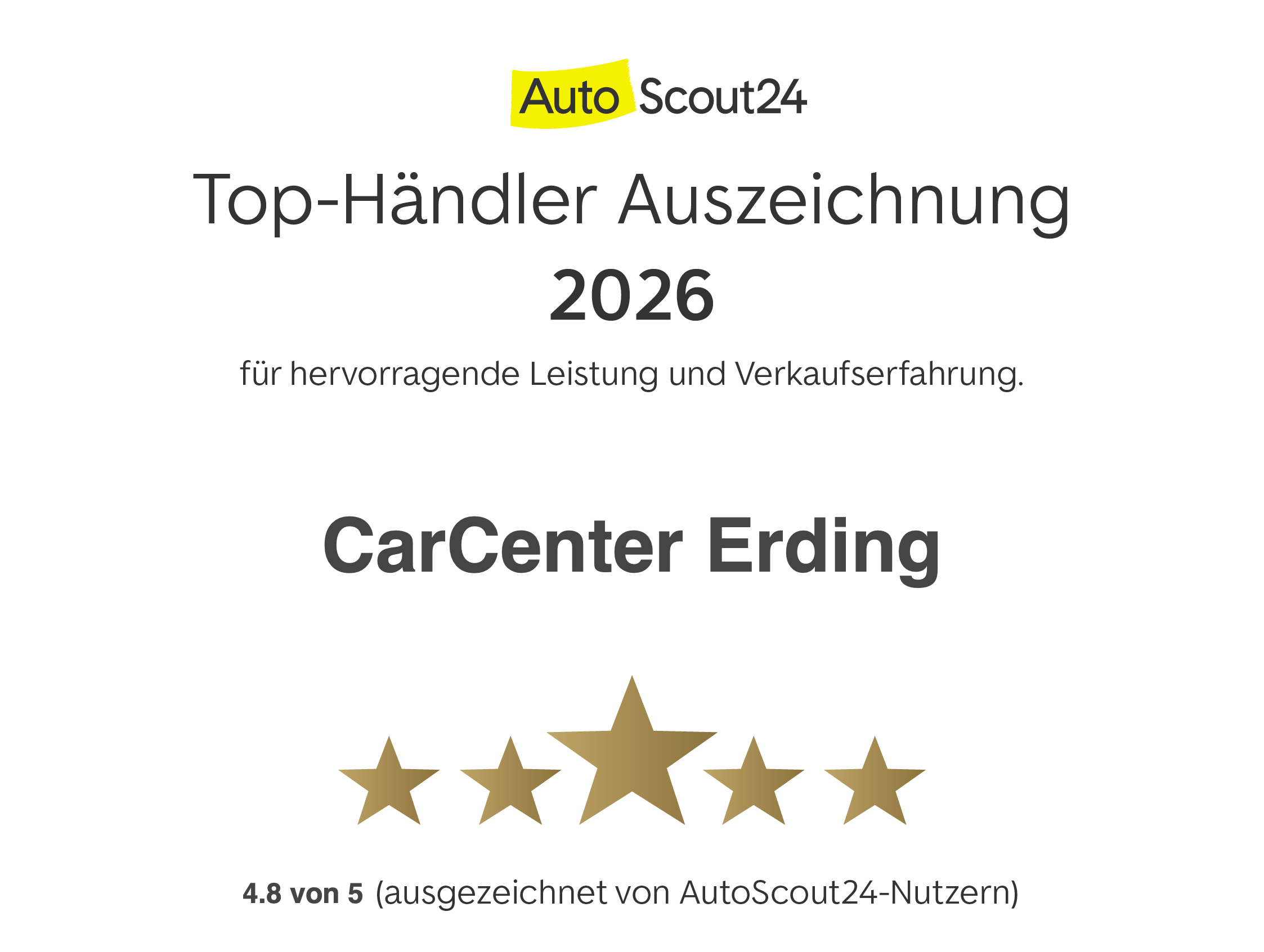 AutoScout24 Top-Händler-Auszeichnung 2026